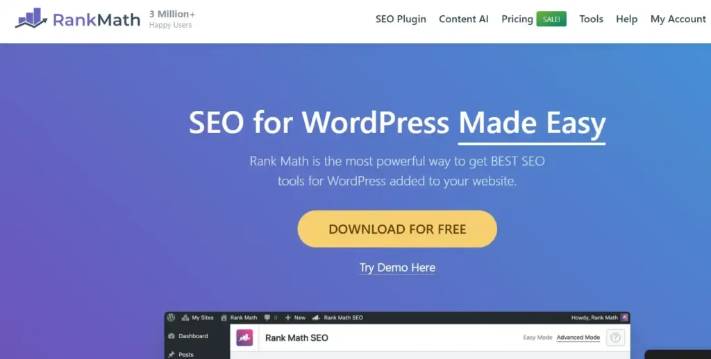 Rank Math web