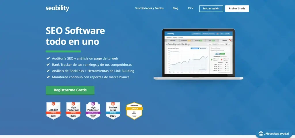 Página de inicio de Seobility. Mejores herramientas de auditoría SEO - Agencia SEO México