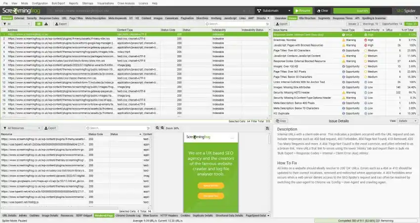 Funcionalidades comunes de Screaming Frog