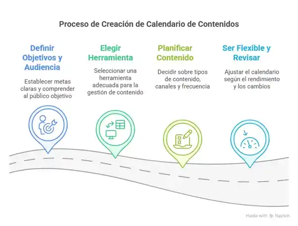 Proceso paso a paso para crear un calendario de contenidos: objetivos, herramienta, planificación y revisión