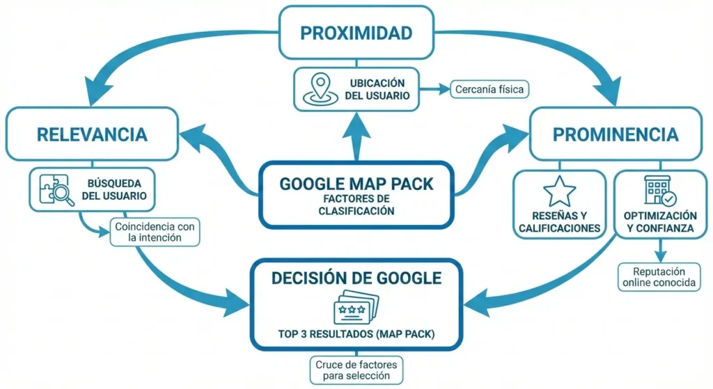 Elementos del map pack Google